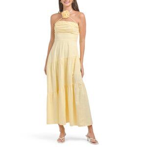 SELFIE LESLIE Lemon Bondi Rose Decoration Maxi Dress